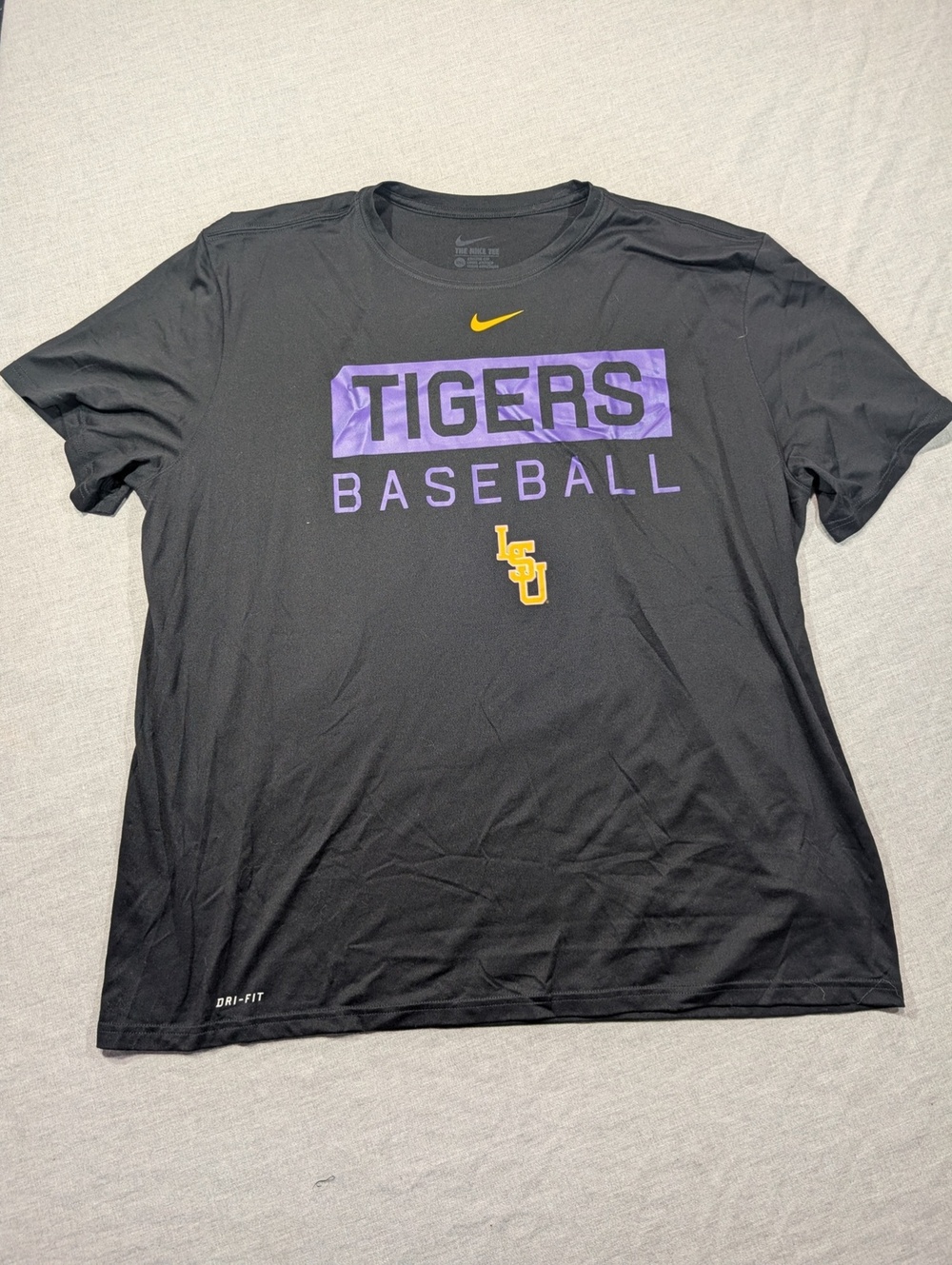 Nike Dri Fit LSU Tigers Baseball T shirt black size XXL